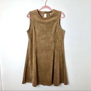 Lavand. faux suede brown swing dress